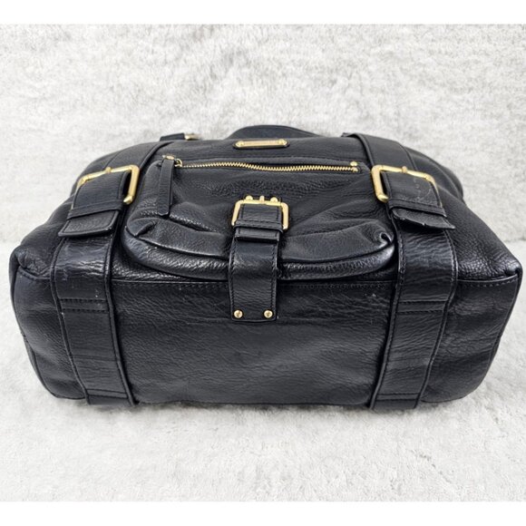 MICHAEL KORS Austin Black Pebble Leather Shoulder Bag Tote Gold Buckle Accents - Picture 9 of 15